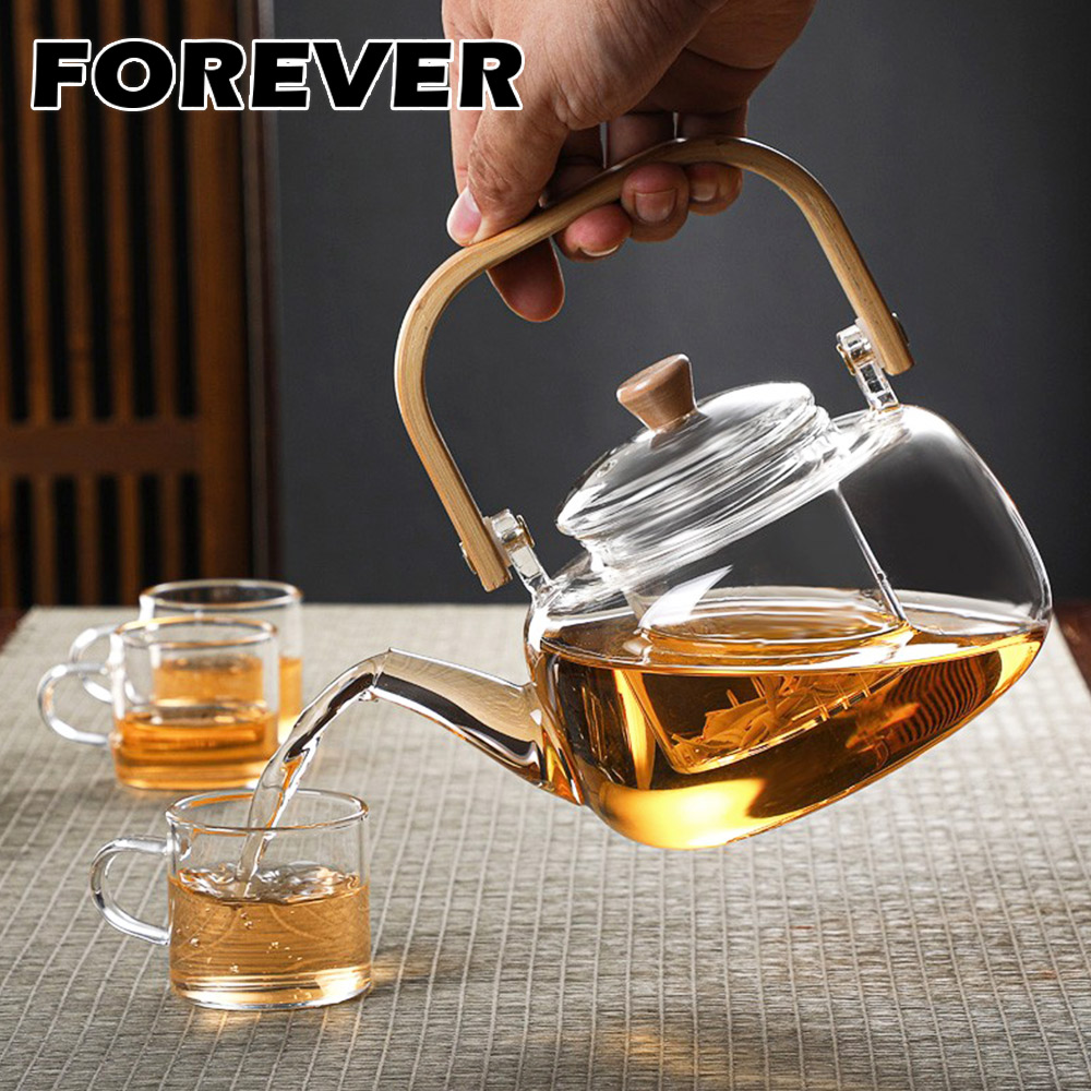 FOREVER 鋒愛華【日本】木柄提手高硼硅玻璃泡茶壺- PChome 24h購物