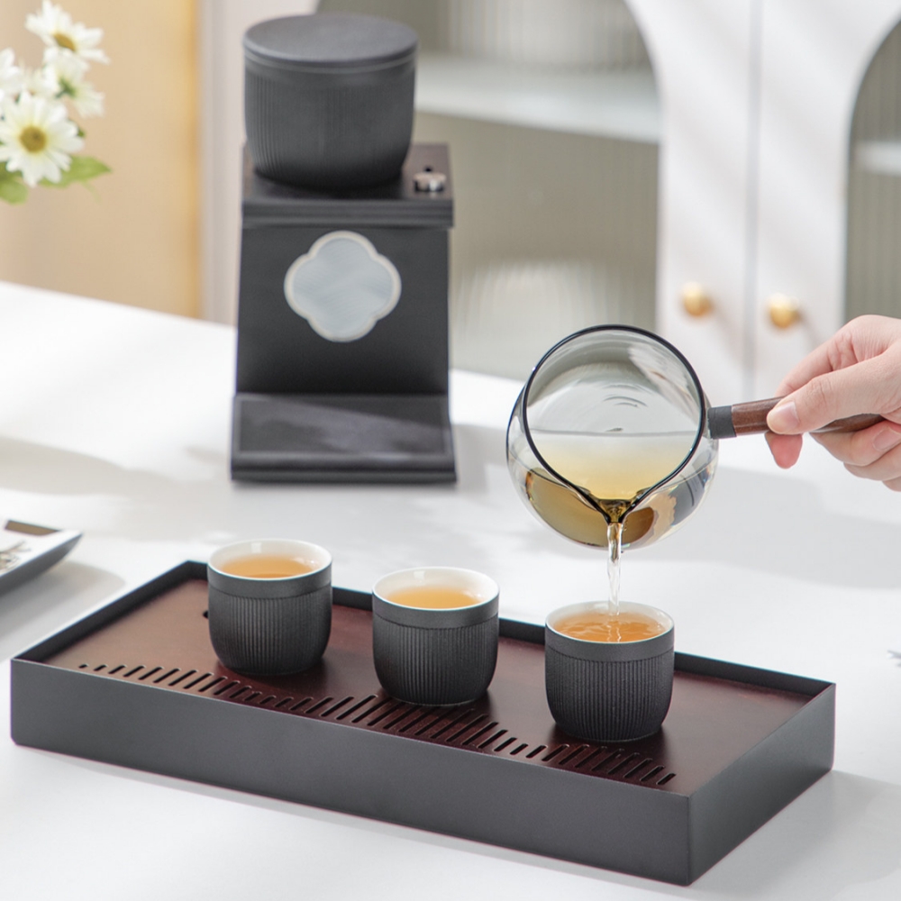 9件套功夫茶具 泡茶壺 茶杯茶器 茶水分離泡茶壺 自動茶具套裝 家用功夫茶壺 一壺六杯+茶盤 自動泡茶器