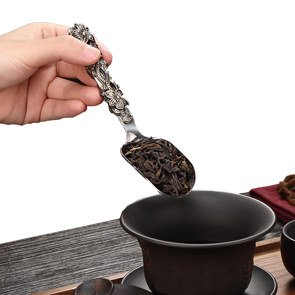 PUSH!品茗喝茶具 不銹鋼茶勺茶則茶鏟茶葉勺子取茶葉匙茶具配件立體雕花茶勺T12 - PChome 24h購物