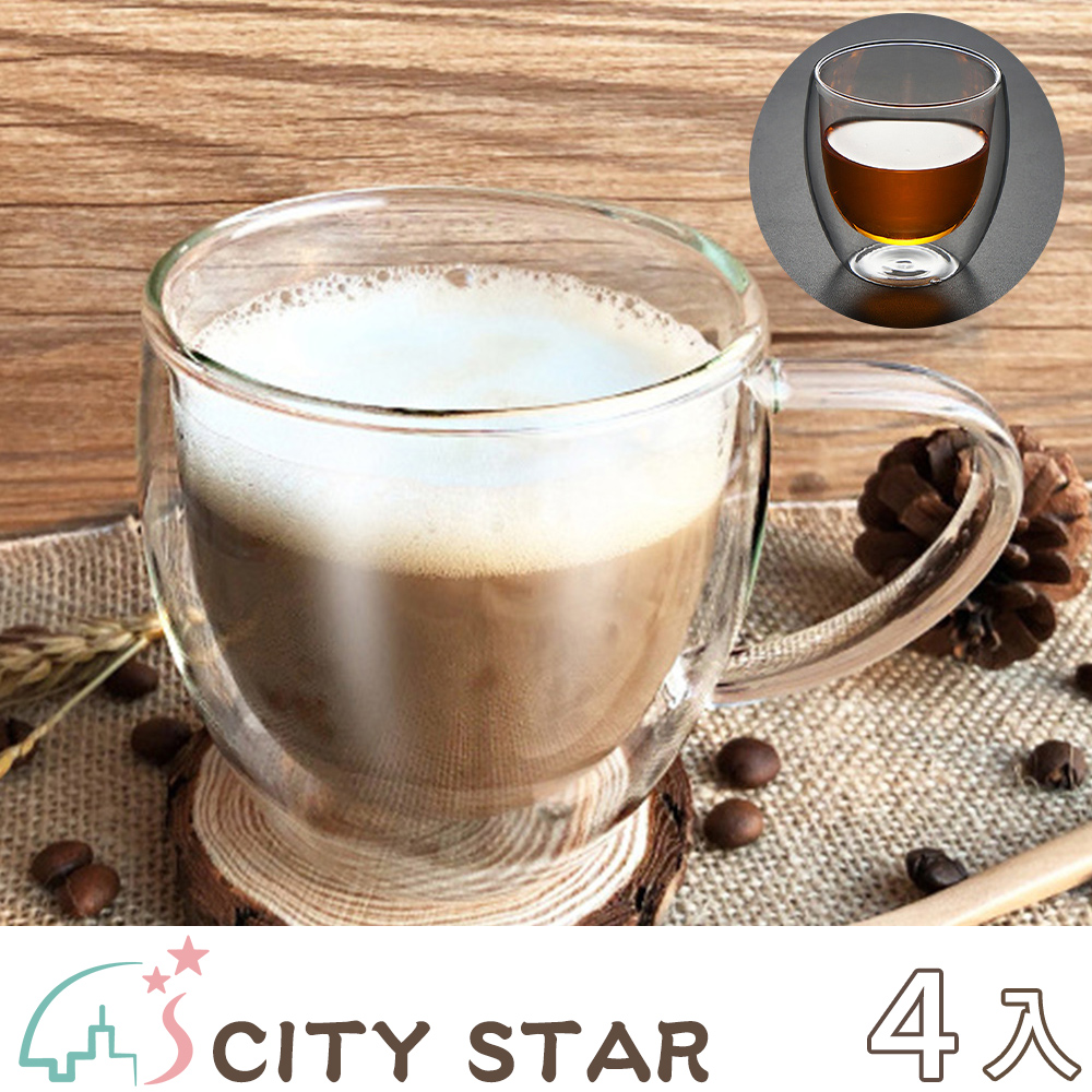 CITY STAR 雙層隔熱玻璃杯250ml(2個/入)-4入