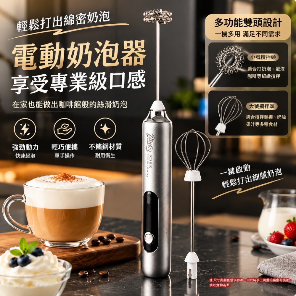 【威朗】打奶器 數顯打奶器 白色 附雙攪拌頭 電動奶泡器 打奶泡打奶油 咖啡拉花配件