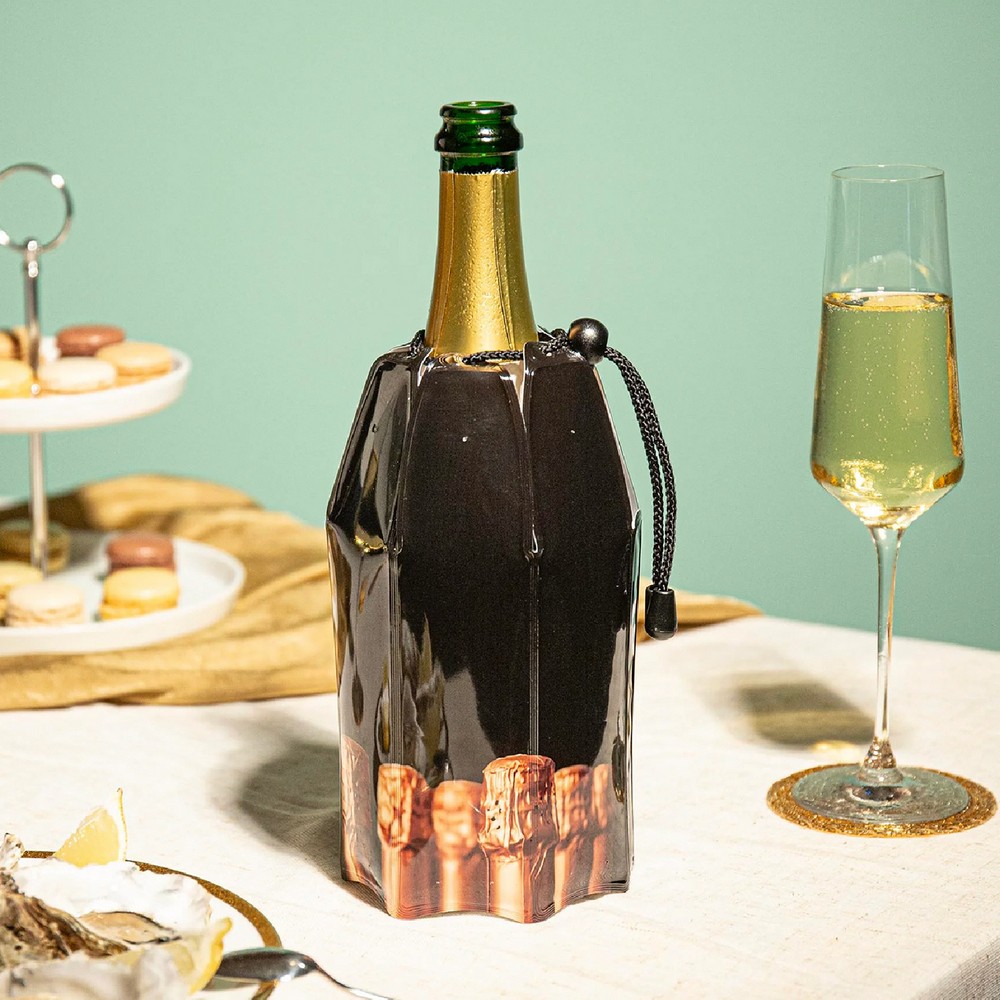 VACU VIN 荷蘭 束口軟性保冷冰桶(香檳黑1L) / 冰酒桶 冰鎮桶 保冰桶 香檳桶