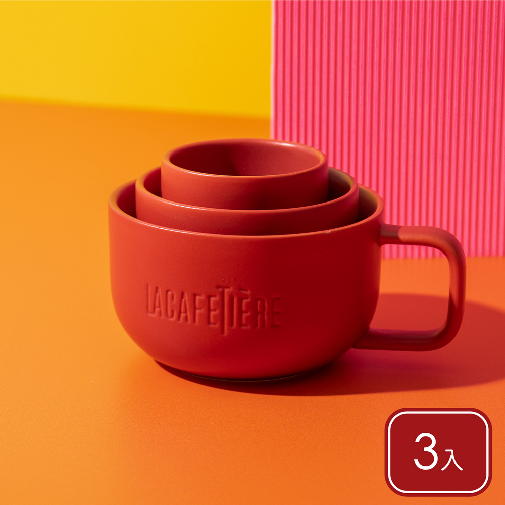 La Cafetiere 英國 瓷製咖啡杯3件(朱紅) / expresso 濃縮咖啡杯 馬克杯 水杯 茶杯 咖啡杯 可機洗 洗碗機可洗