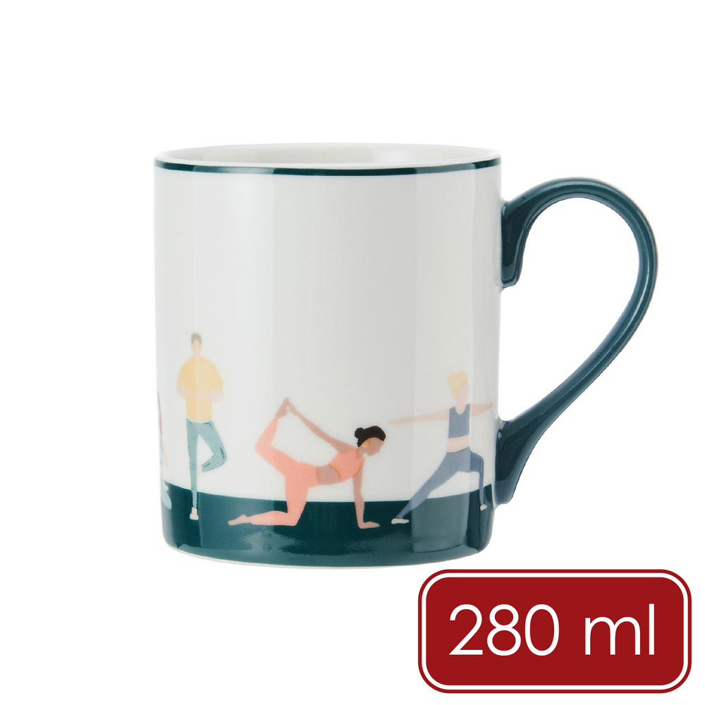 Mikasa Dinnerware 美國 瓷製馬克杯(瑜珈人280ml) / 水杯 茶杯 咖啡杯 手繪風 可機洗 洗碗機可洗