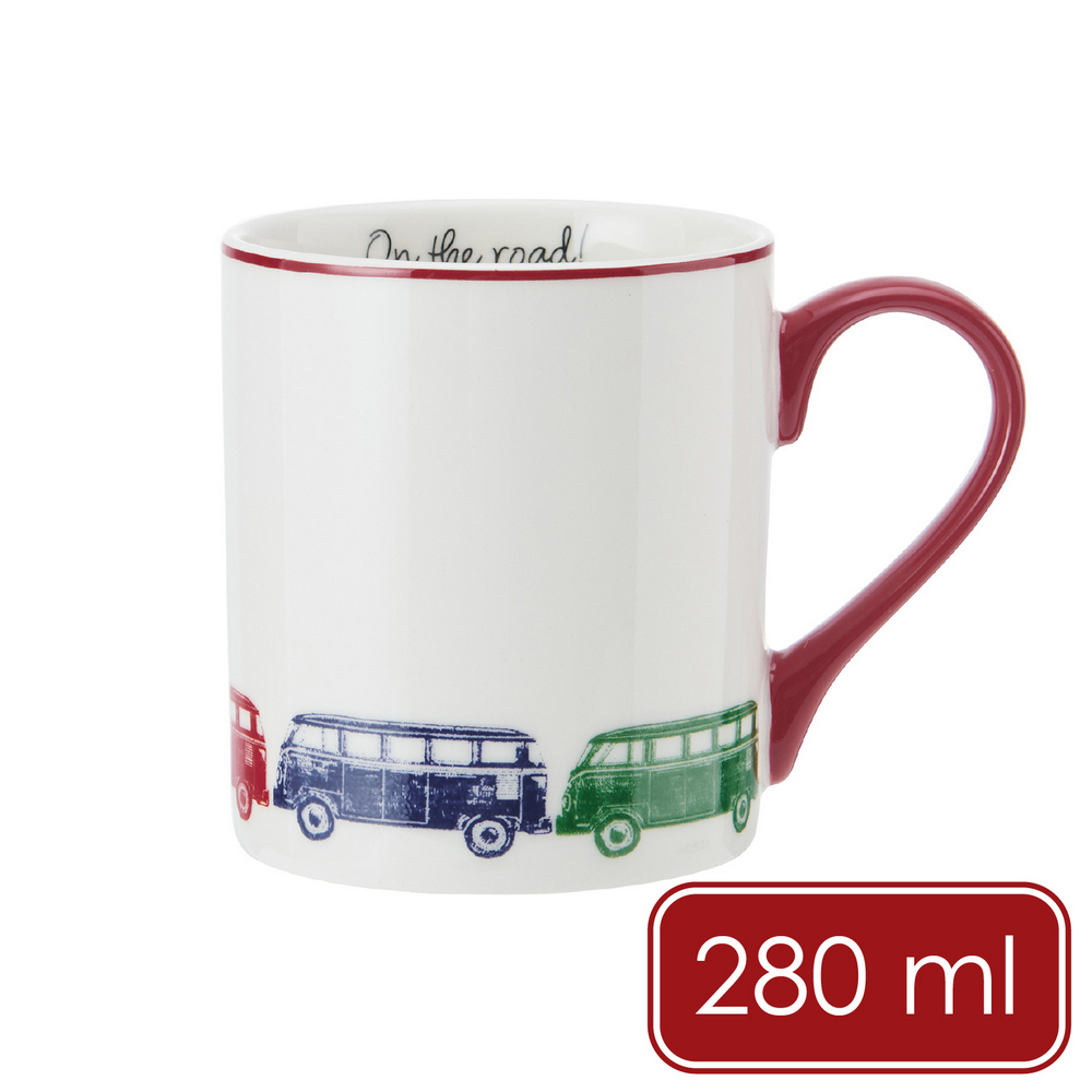 Mikasa Dinnerware 美國 瓷製馬克杯(彩色露營車280ml) / 水杯 茶杯 咖啡杯 手繪風 露營風 可機洗 洗碗機可洗