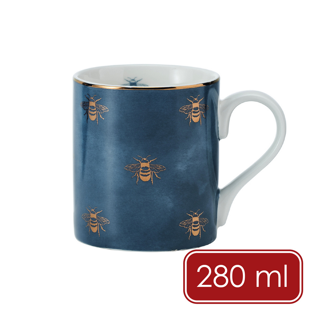 Mikasa Dinnerware 美國 金邊瓷製馬克杯(藍境金蜂280ml) / 水杯 茶杯 咖啡杯 陶瓷杯  蜜蜂印花