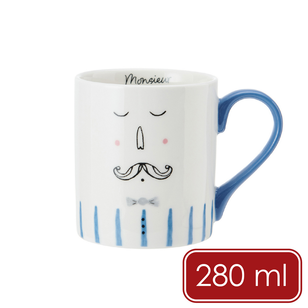 Mikasa Dinnerware 美國 瓷製馬克杯(害羞先生280ml) / 水杯 茶杯 咖啡杯 手繪風格 可機洗 洗碗機可洗