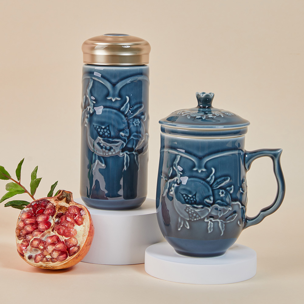 ACERA 乾唐軒 石榴喜果三件杯 / 附茶漏 / 3色