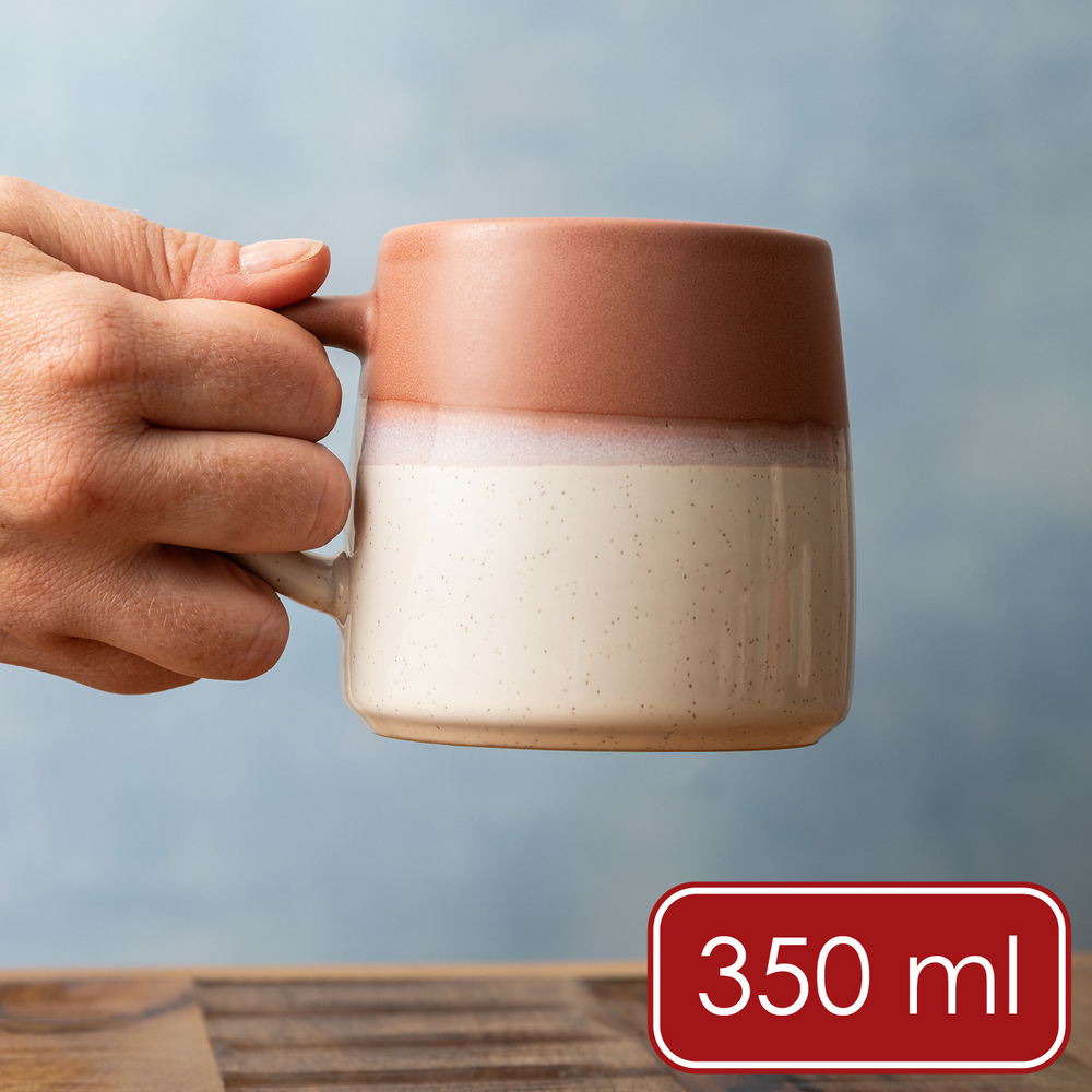 Mikasa Dinnerware 美國 石陶馬克杯(紅茶拿鐵350ml) / 拿鐵杯 撞色幾何 北歐風 情侶對杯 可機洗 洗碗機可洗