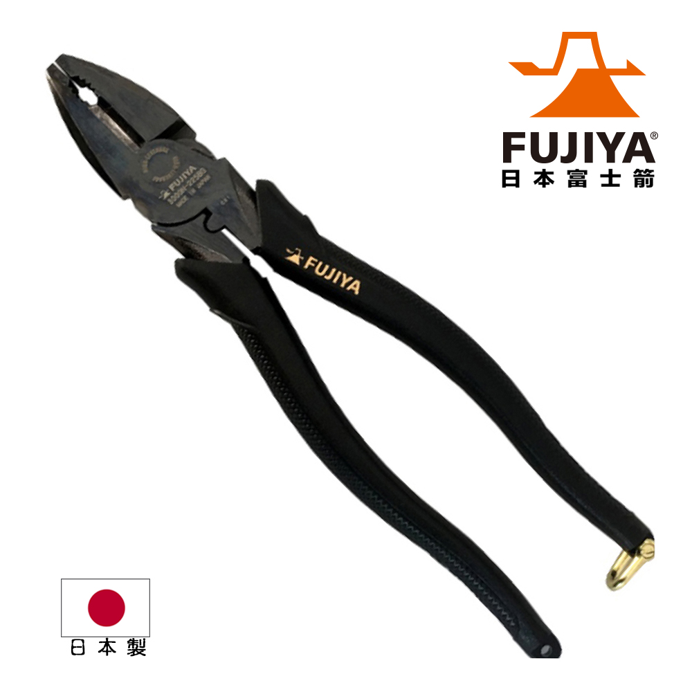 FUJIYA 富士箭 偏芯強力膠柄鋼絲鉗225mm-黑金系列(3000N-225BG)