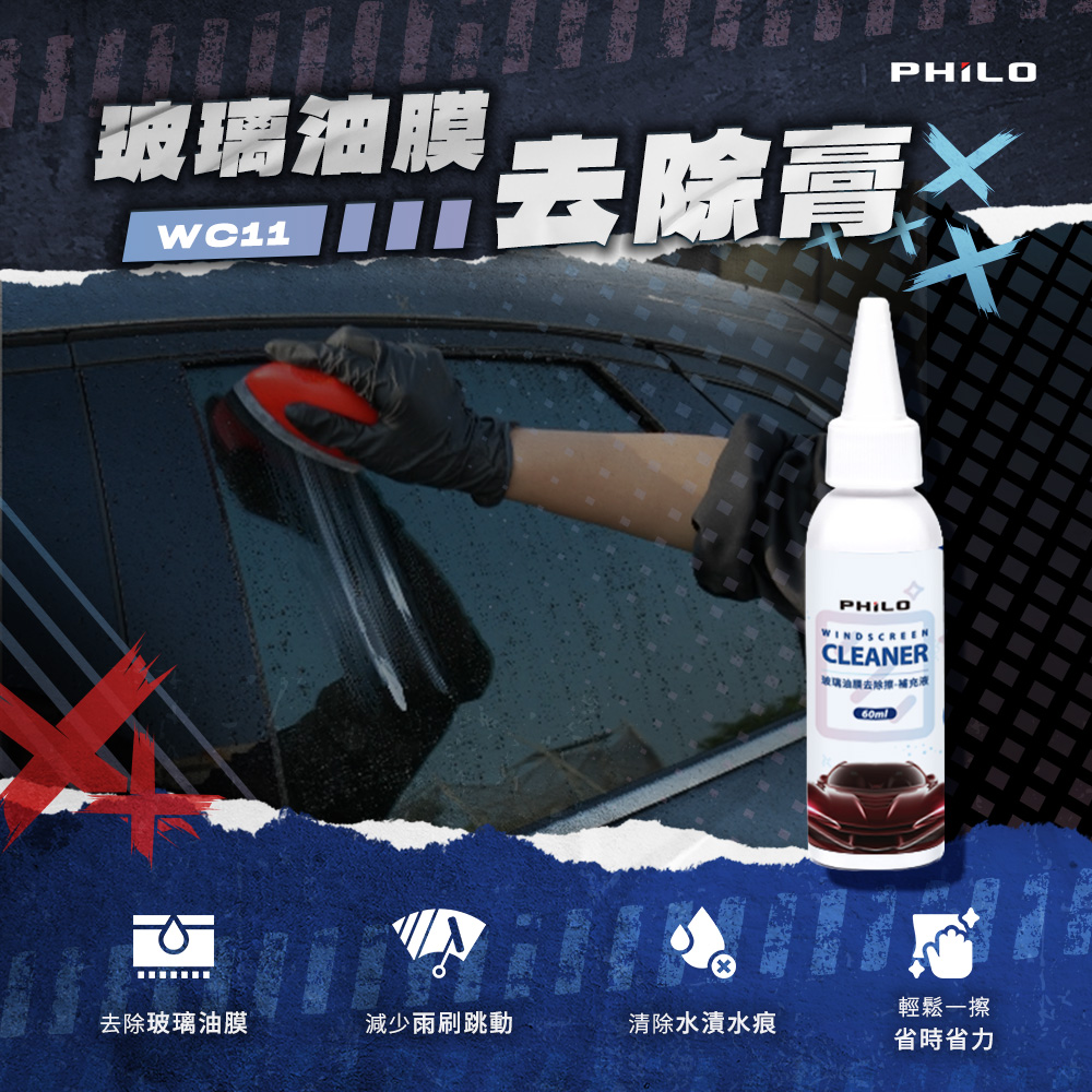 PHILO 飛樂 玻璃油膜去除膏60ml WC11