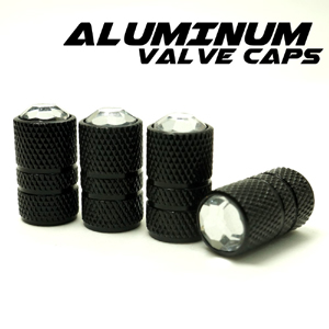 【Cotrax】晶鑽鋁合金氣嘴蓋切銷圓型(黑)四入裝