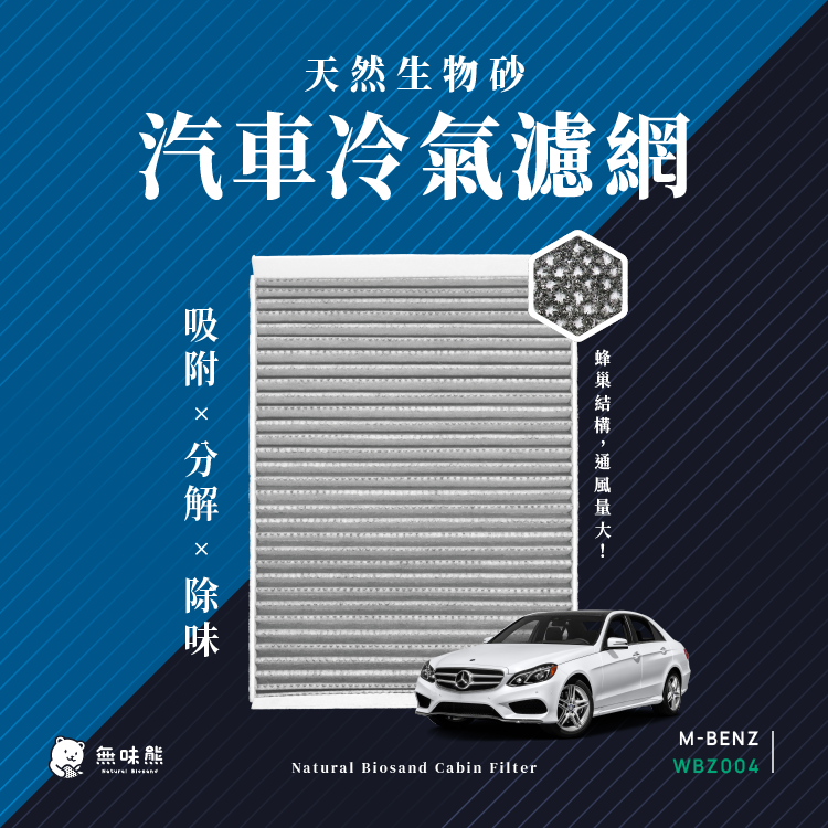 無味熊 生物砂蜂巢式汽車冷氣濾網 賓士Benz-外循環(C class/E class/G class/GLC/GLE 適用)