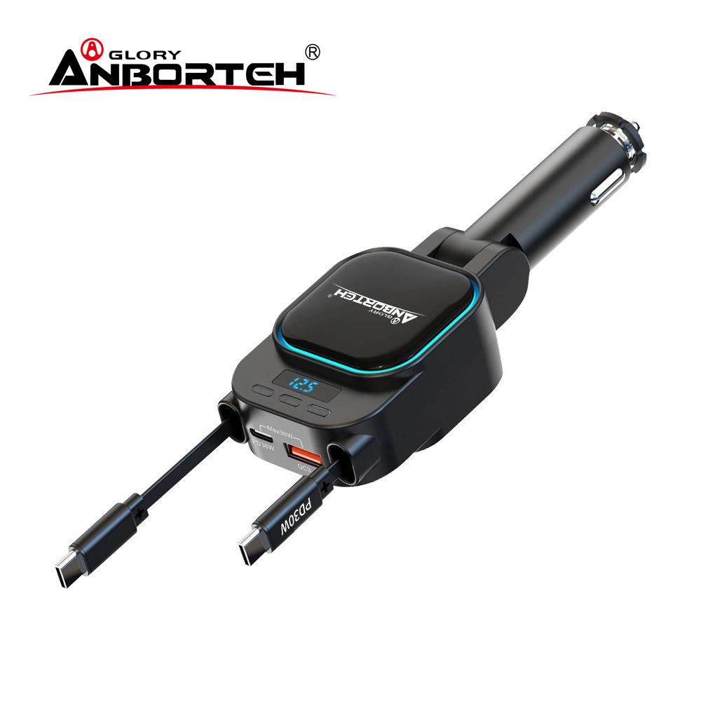ANBORTEH 安伯特 電壓監控雙TYPE-C伸縮快充(國家認證 一年保固) 12V24V皆可使用 過充保護