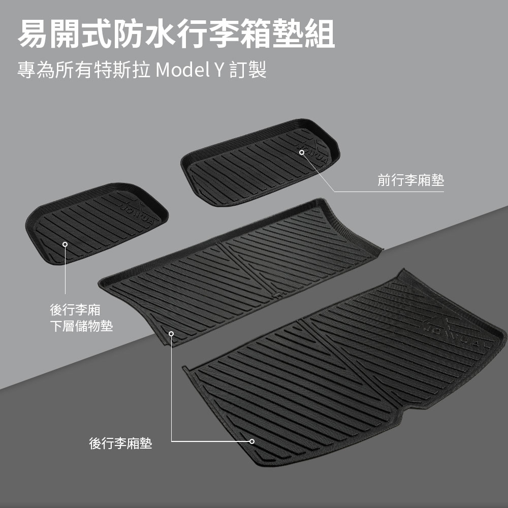 JOWUA 特斯拉 TESLA Model Y(2021-2024)易開式防水行李廂墊(四件套)