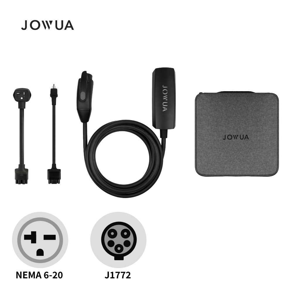JOWUA Type1(J1772/PHEV)雙用行動充電器+NEMA6-20轉接器組合 旅行充電座 家用外出雙用
