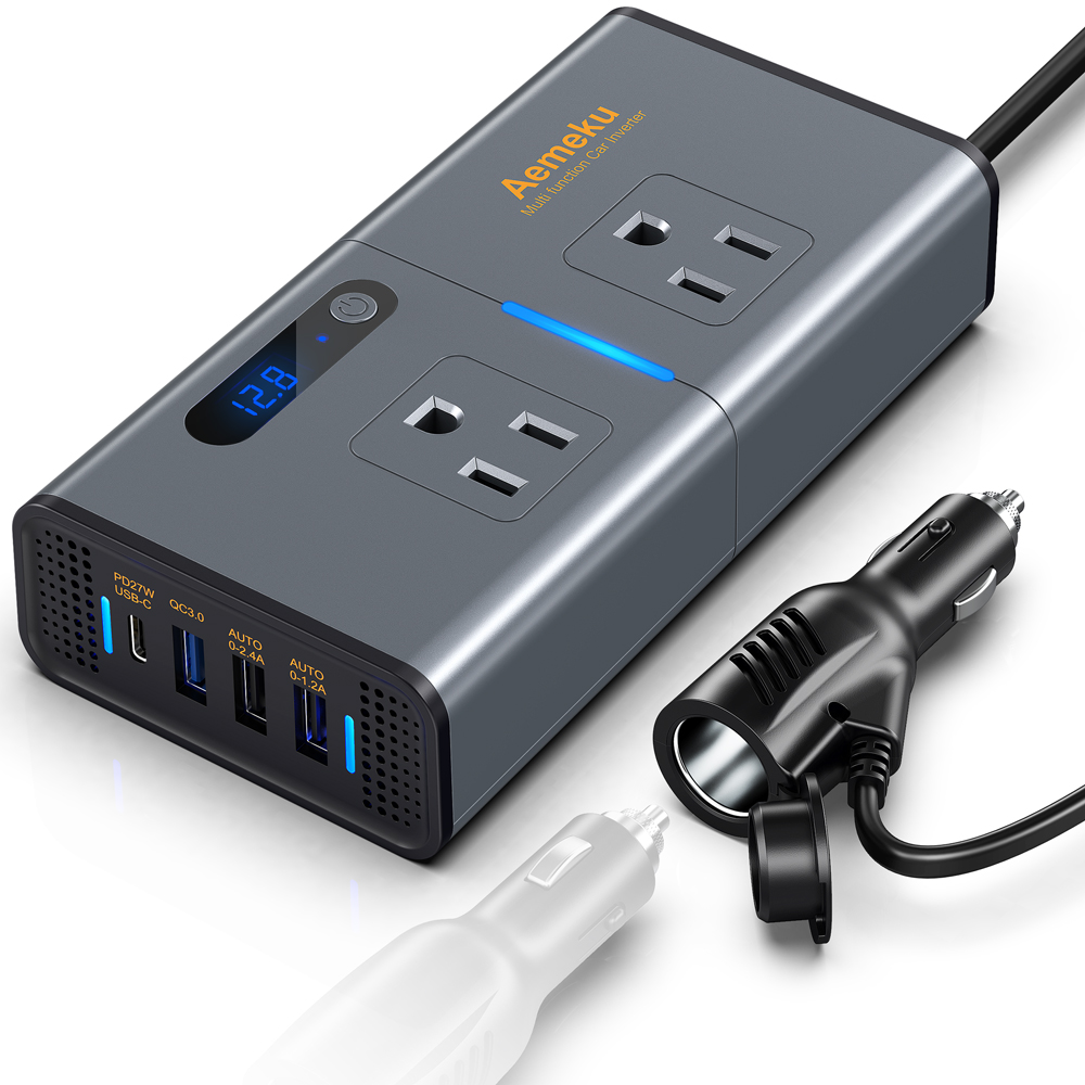 汽車車用逆變器 變壓器轉接頭 USB12V轉110V 200W電源轉換器 車載逆變器 轉換插座