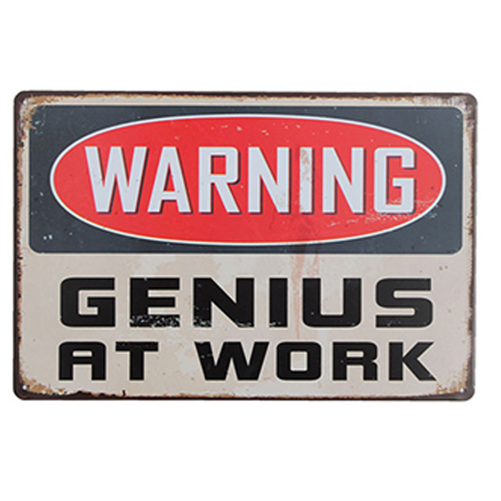 賽先生科學工廠｜懷舊鐵皮告示牌-GENIUS AT WORK