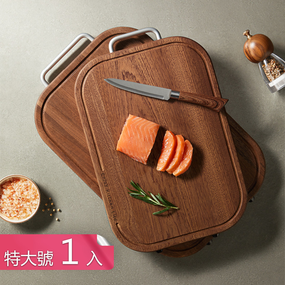 茉家 雙面實心烏檀木砧板-特大號1入組