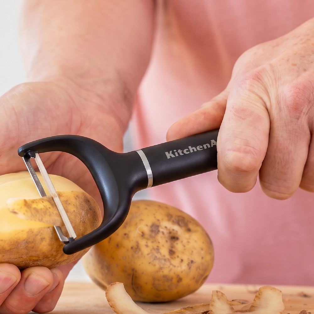 KitchenAid 美國 附蓋Y型削皮刀(墨黑) / 水果蔬果刨皮刀 去皮刀 果皮削皮器