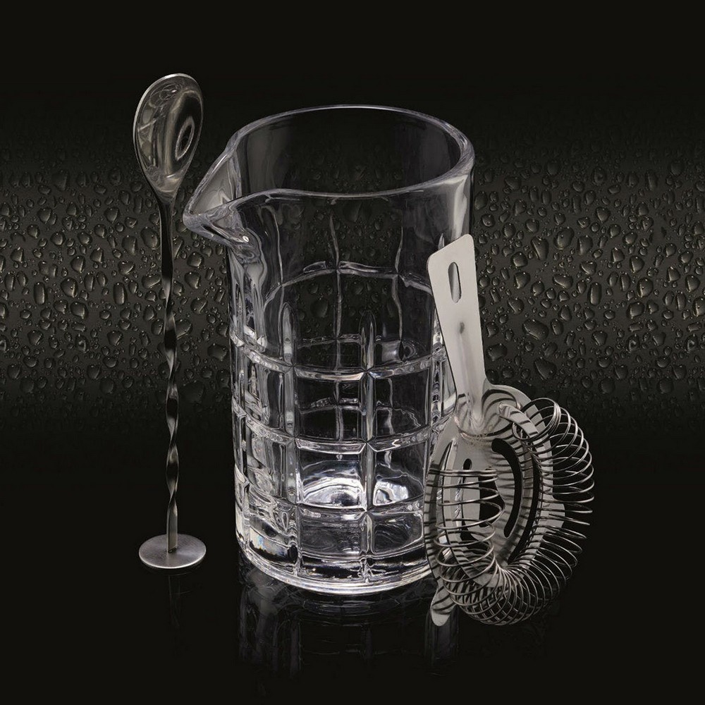 BarCraft 英國 隔冰吧平匙+玻璃攪拌杯(500ml) / 倒酒玻璃杯 隔冰匙 吧平匙 調酒用具 可機洗 洗碗機可洗