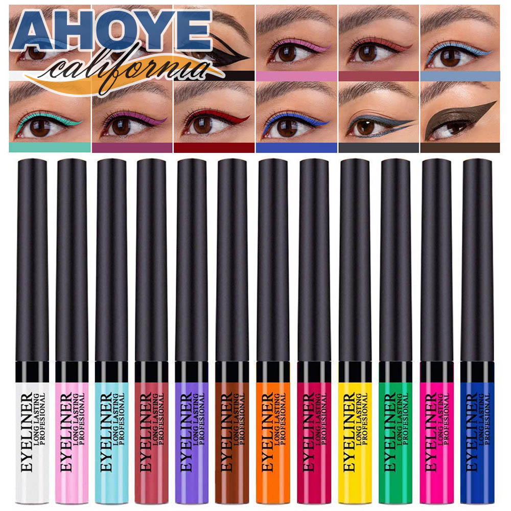 AHOYE 12色防水持久眼線液套裝 眼線筆