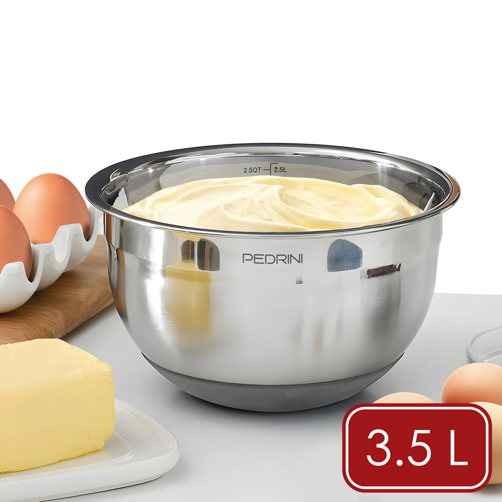 PEDRINI 義大利 Gadget止滑深型打蛋盆(3.5L) / 不鏽鋼攪拌盆 料理盆 備料盆 可機洗 洗碗機可洗