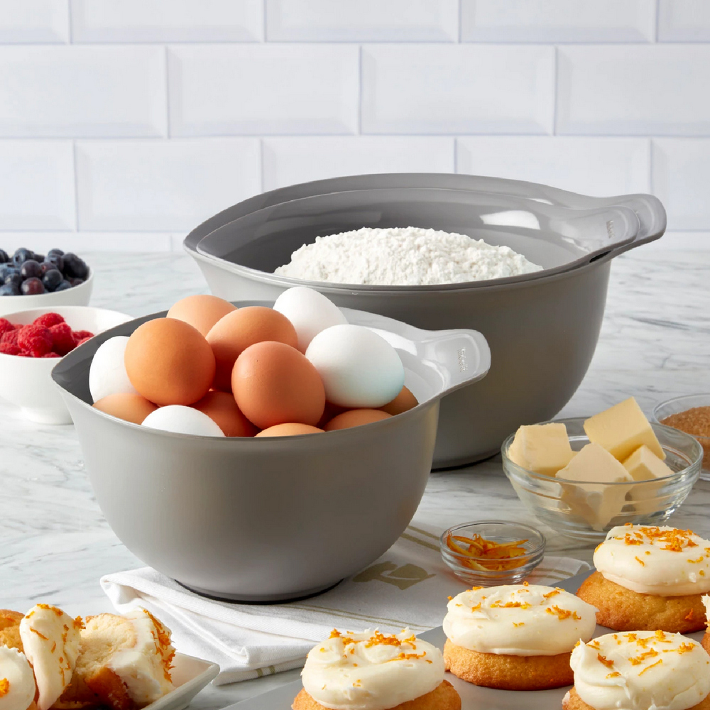 KitchenAid 美國 止滑打蛋盆3件(岩灰) / 攪拌盆 料理盆 洗滌盆 備料盆 可機洗 洗碗機可洗