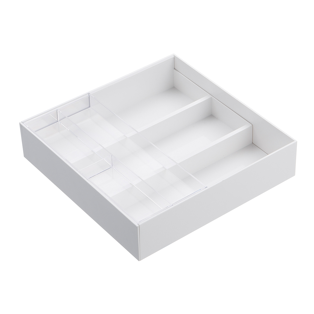 YAMAZAKI 山崎 日本tower伸縮式收納盒(白)日本百年品牌廚房收納/收納盒/餐具收納/辦公室/文具收納