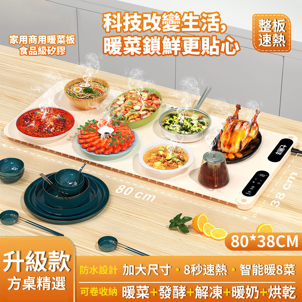暖菜墊 暖菜闆 多功能傢用 暖菜板 折疊長方形餐桌 保溫闆 熱飯菜神器 保溫菜闆 110V電壓(8菜板)