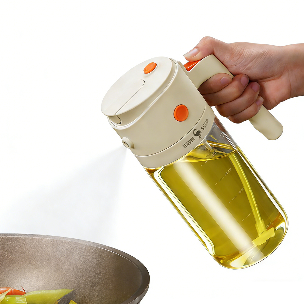 PUSH! 廚房用品 噴倒兩用油壺 噴油壺500ml 廚房不掛油醬油醋調料油瓶 霧化油罐 D392