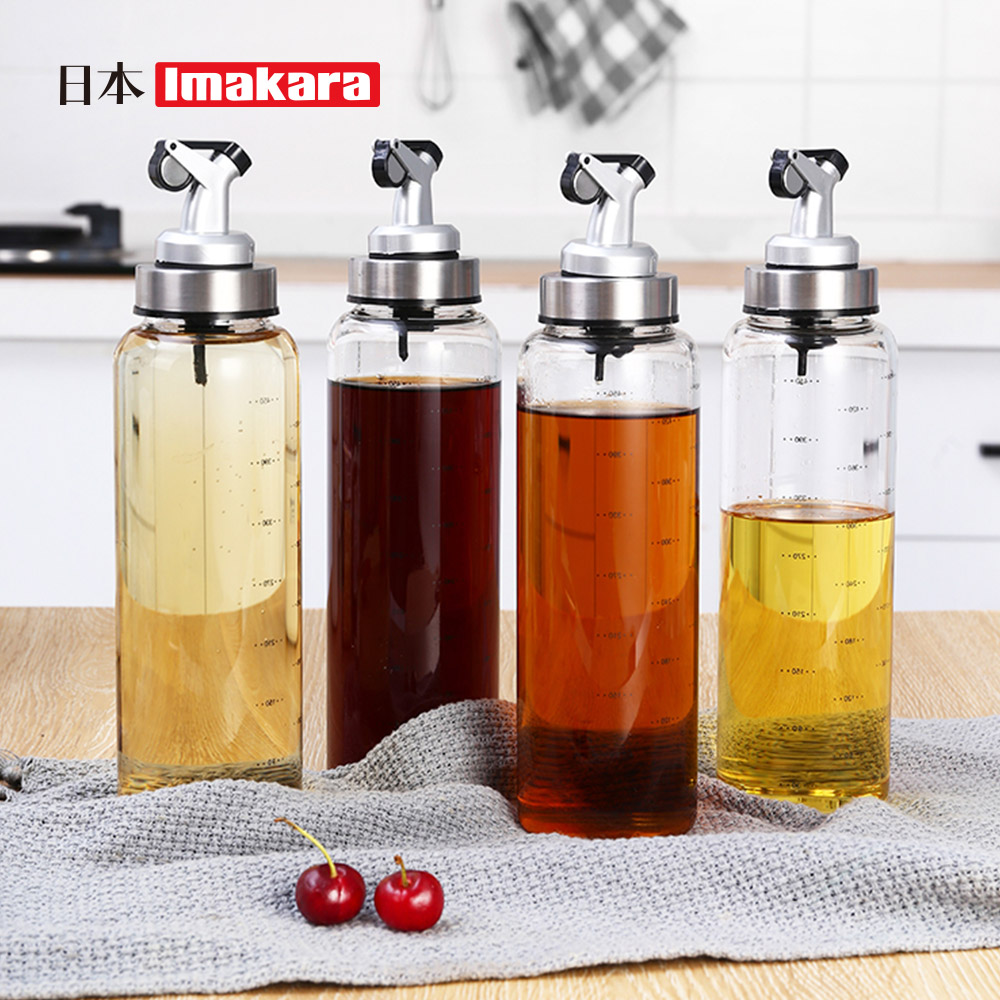 Imakara 自動開合玻璃油壺/油醋瓶(附刻度)-500ml