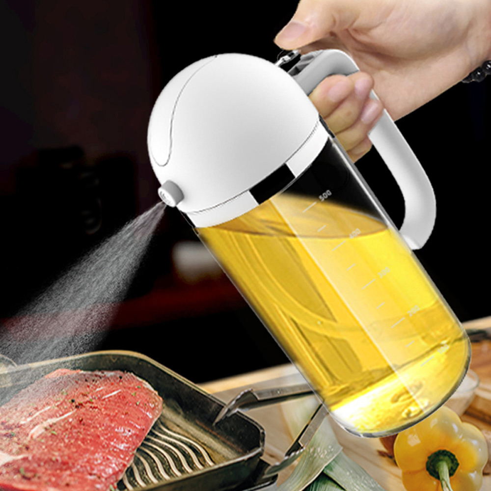 PUSH! 廚房用品兩用油壺倒油壺噴油瓶二合一倒噴油壺廚房工具D307白色