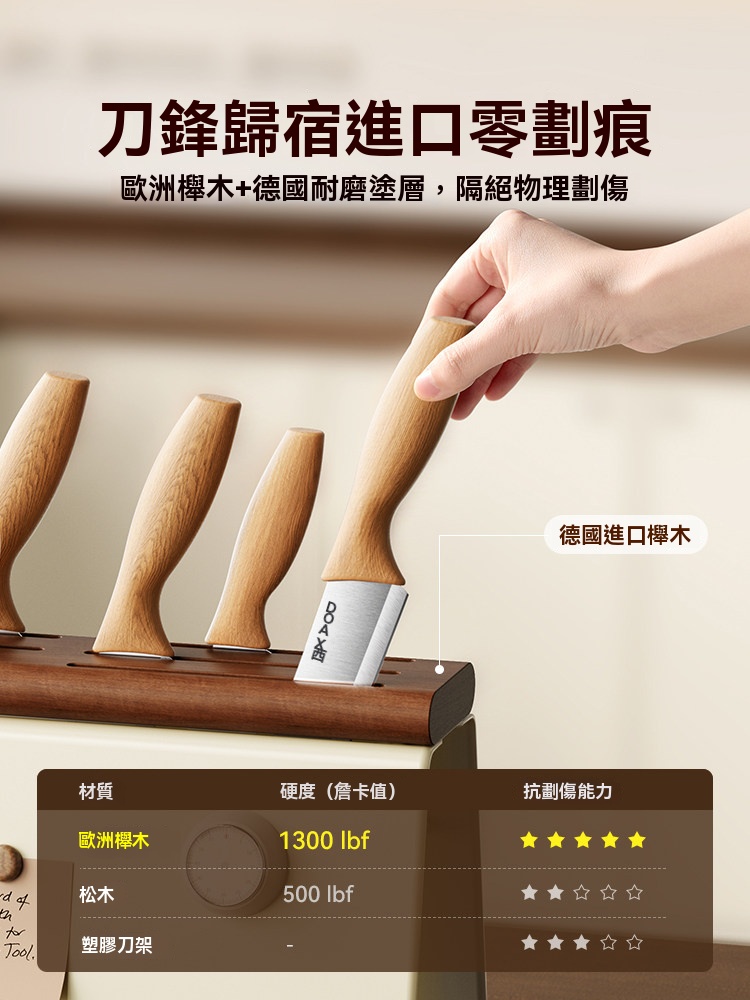 OSLE 歐適樂 中古風刀架置物架廚房臺面菜刀架刀具收納架木質刀座