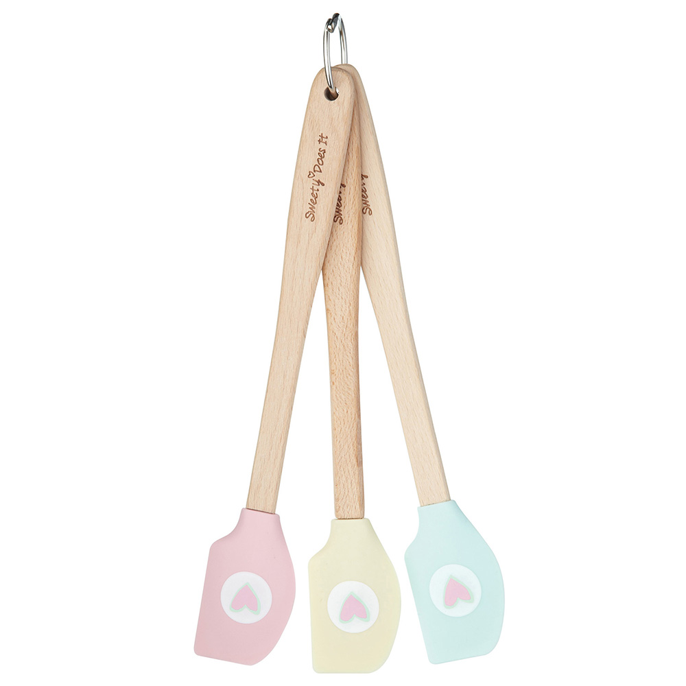 KitchenCraft 英國 迷你矽膠刮刀3入(愛心21cm) / 攪拌刮刀 刮刀 奶油刮刀 抹刀（其他規格）