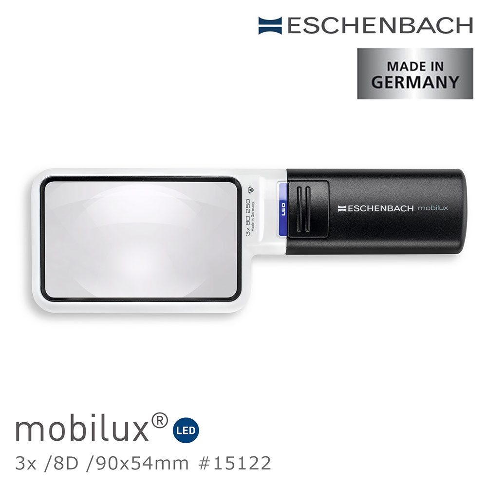 Eschenbach 宜視寶 3x/8D/90x54mm 德國製LED大鏡面手持型非球面放大鏡 15122
