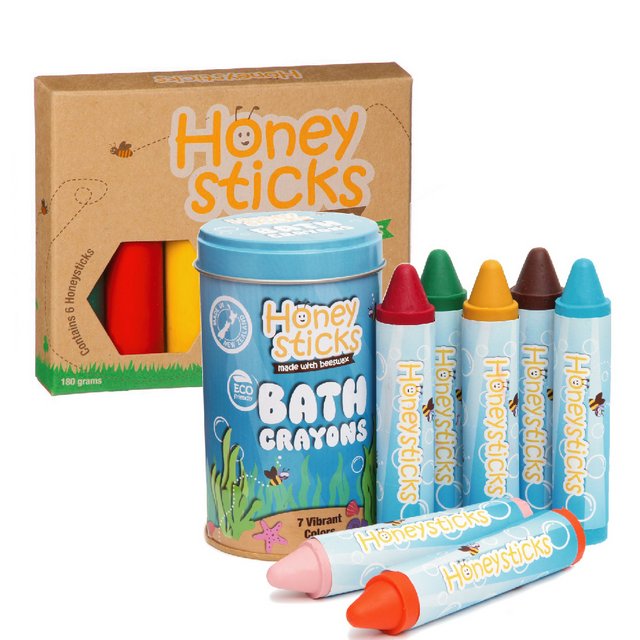 Honey Sticks 純天然蜂蠟無毒蠟筆(6色高胖型+7色浴室可水洗型)
