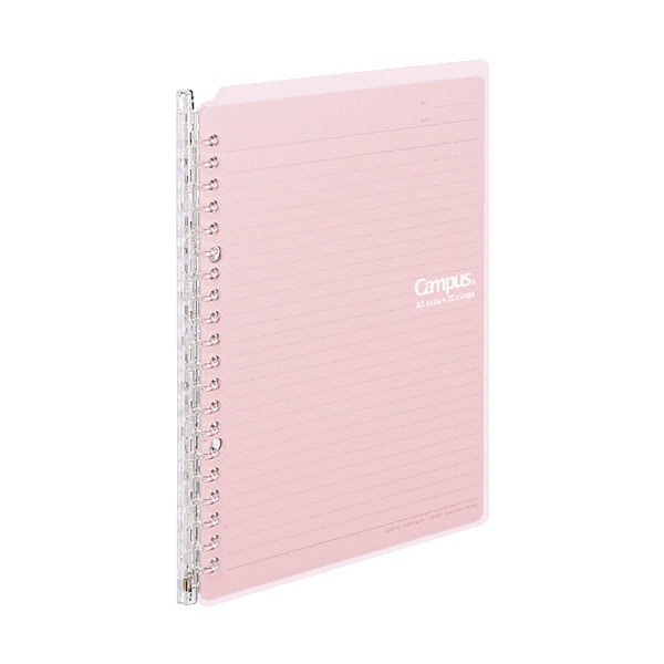 KOKUYO Campus 超薄型360度活頁夾筆記本(20孔)-A5粉紅