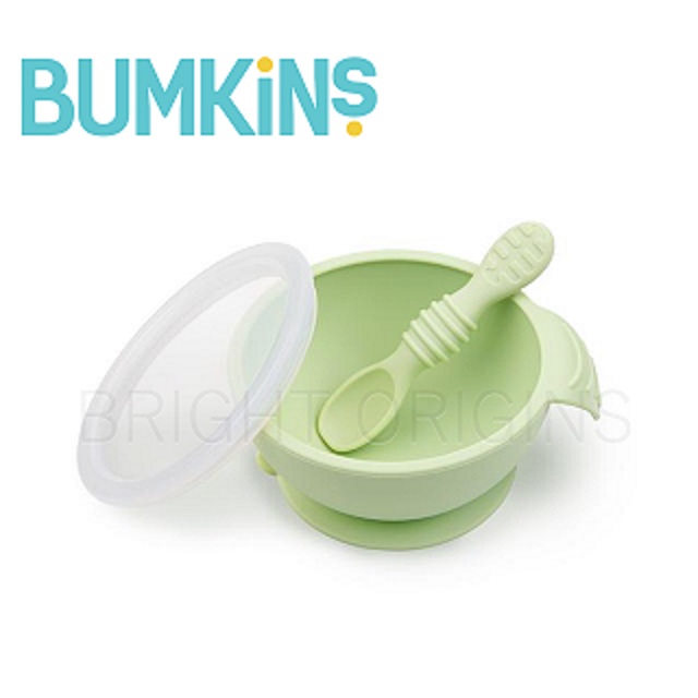 Bumkins 美國 寶寶矽膠餐碗組(香瓜綠)