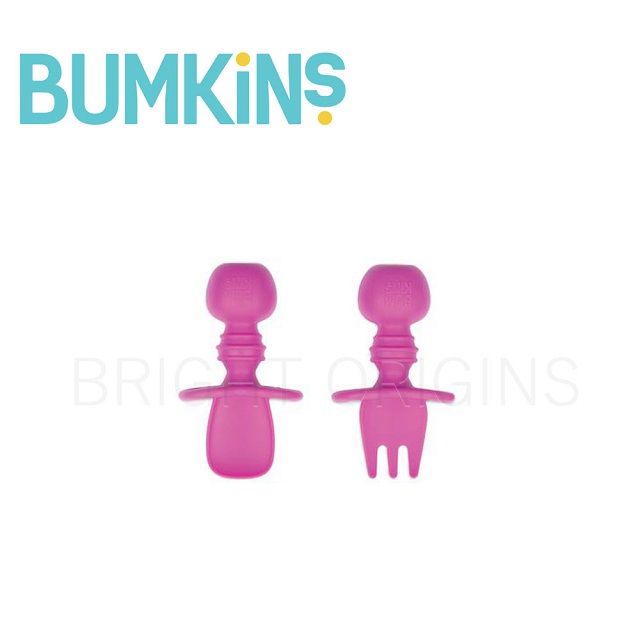 Bumkins 美國 矽膠湯叉組(紫紅)