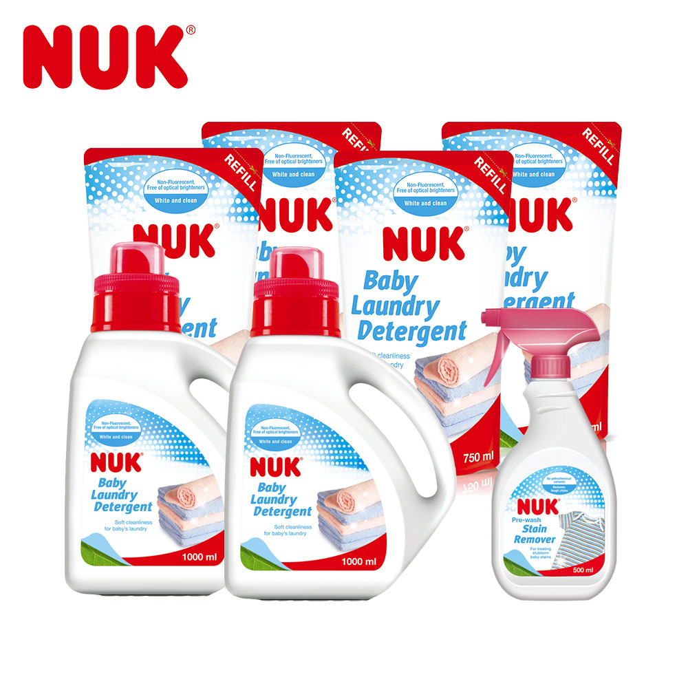 NUK 嬰兒洗衣精去漬超值組(洗衣精1000ml*2+洗衣精750ml*4+去漬劑500ml*1)