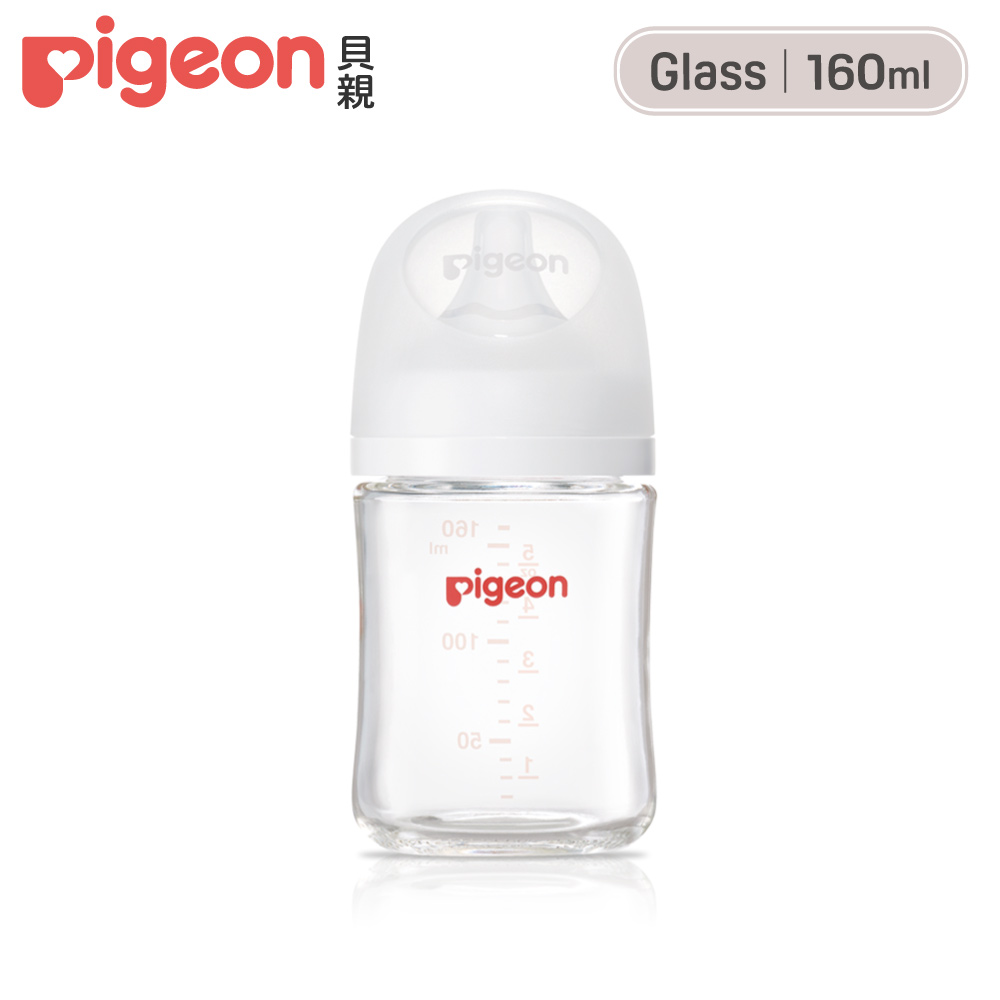 Pigeon 貝親 第三代母乳實感玻璃奶瓶160ml/純淨白