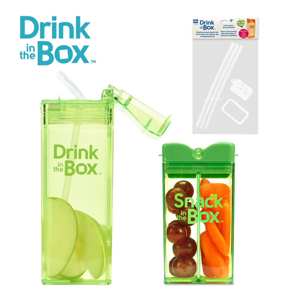 Drink in the box 　 Tritan兒童運動吸管杯三入組(355ml+點心罐+吸管配件) - 多款任選