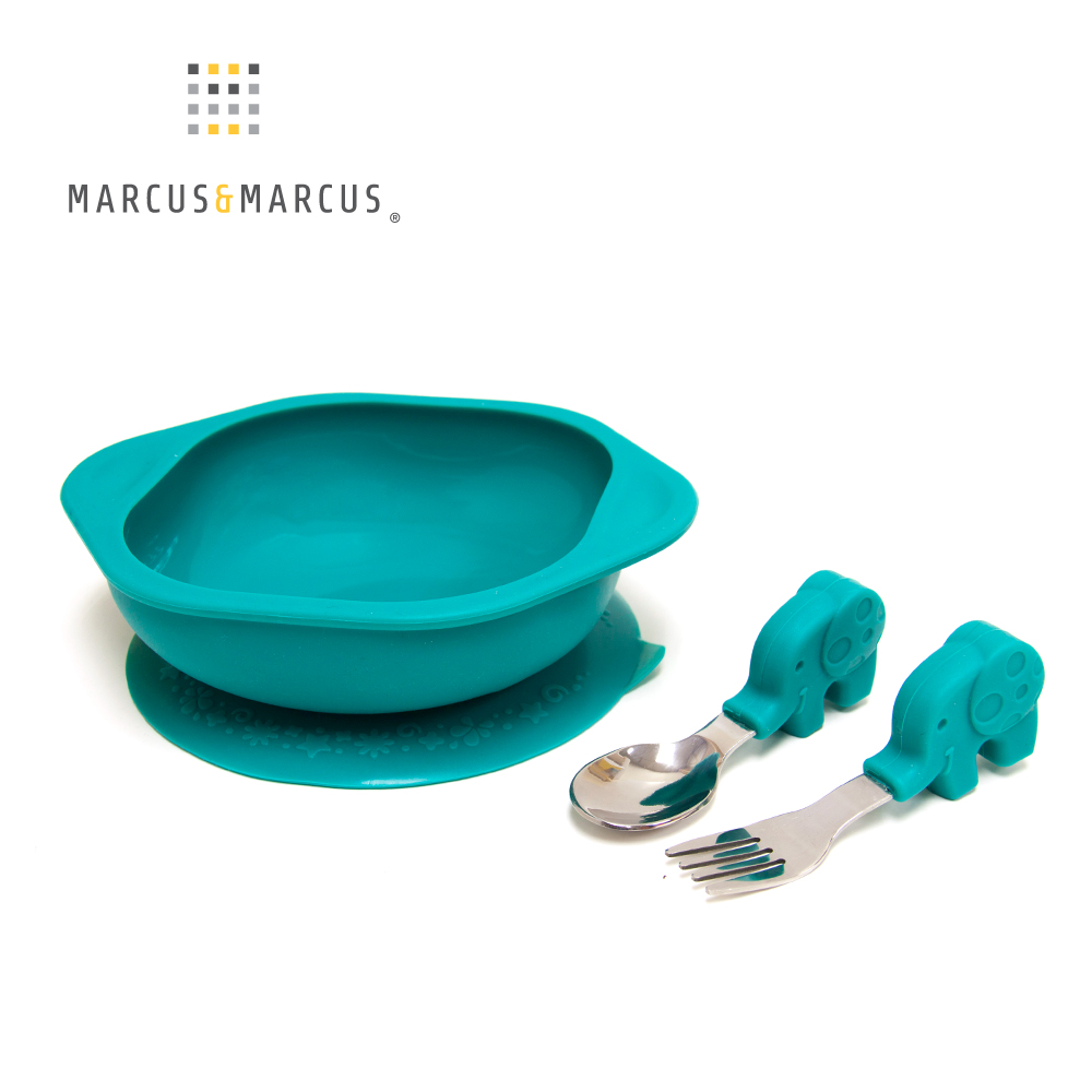 MARCUS & MARCUS 動物樂園寶寶握握學習禮盒組-大象(綠)