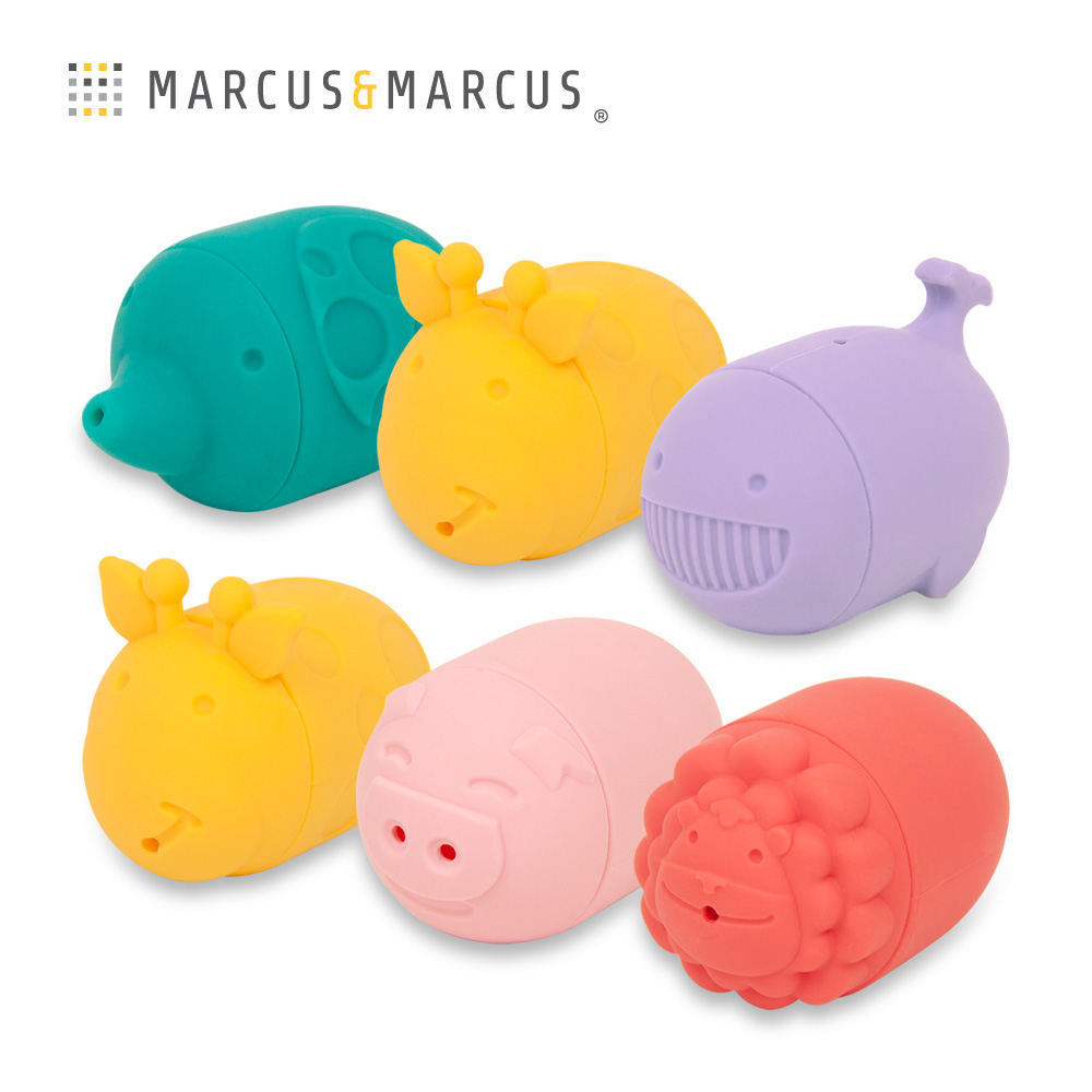 MARCUS & MARCUS 動物樂園矽膠噴水洗澡玩具-6入組