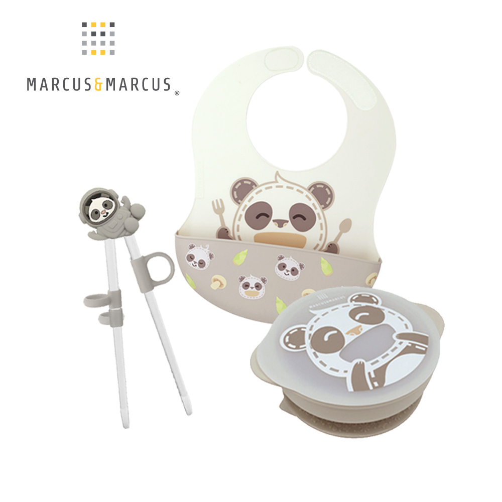 MARCUS & MARCUS 兒童進階學習餐具3件組-貓熊款