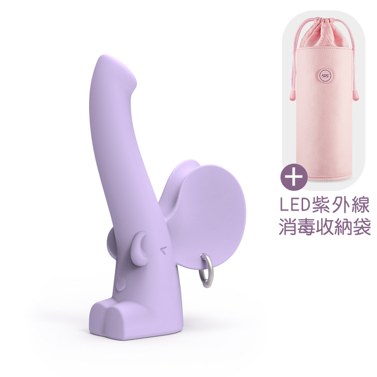SISTALK 小怪獸萌獁象 CG同潮搖滾棒 + 59S LED紫外線消毒收納袋 P22(粉)台灣永準保固兩年