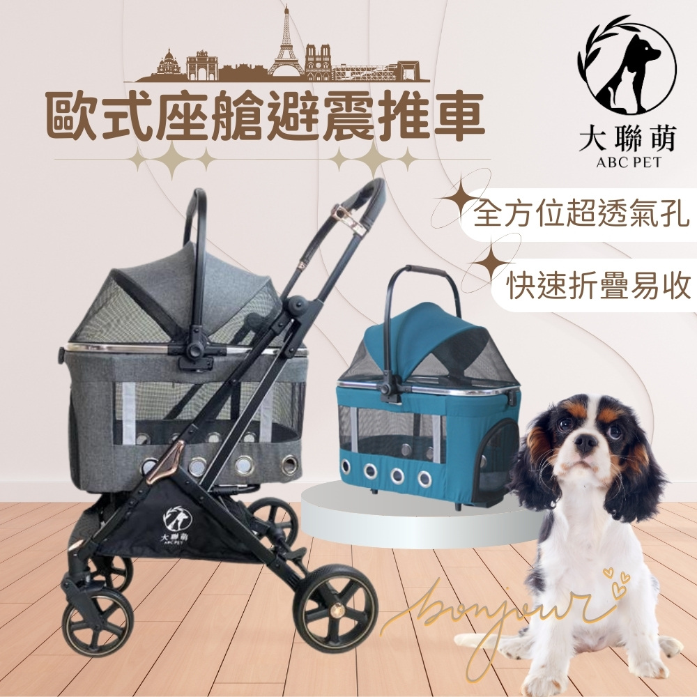 大聯萌 歐式座艙可拆卸提籃寵物推車(2色可選)