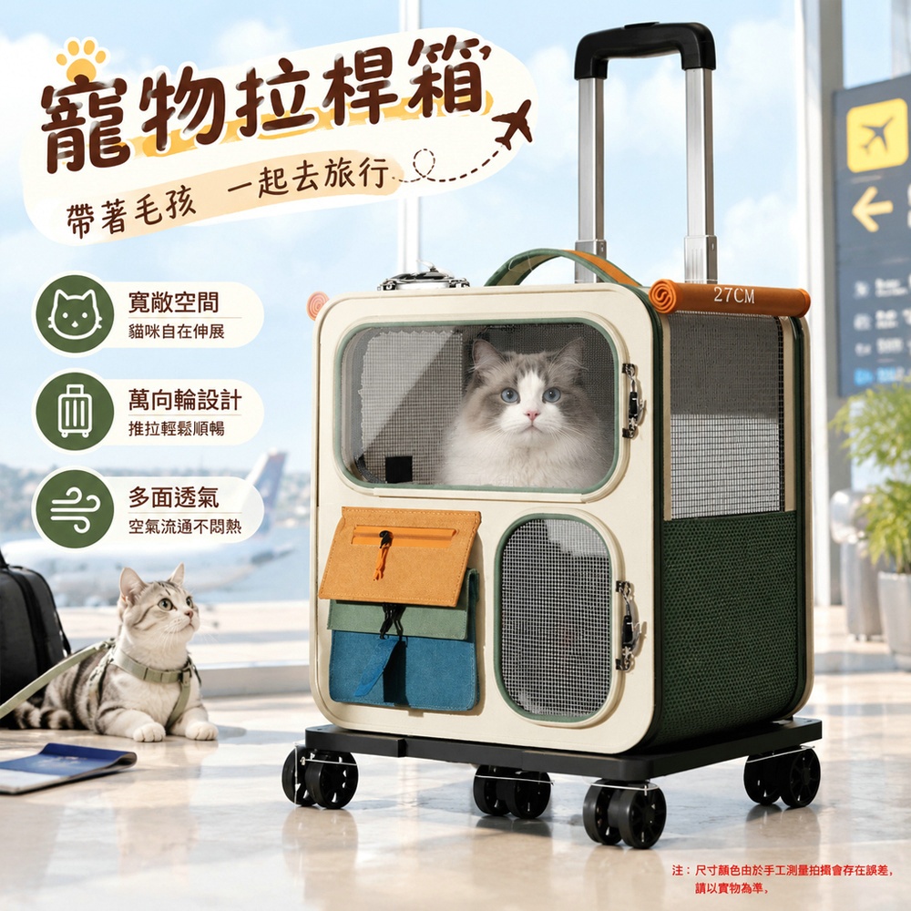巧可 寵物旅行箱 多功能寵物拉桿背包 貓咪外出箱 多貓出行寵物箱 寵物推車 寵物用品