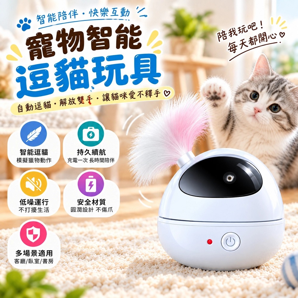 智慧自動逗貓機器人 360°紅點雷射 不倒翁設計貓咪自嗨玩具 電動逗貓神器